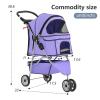 imageFDW Pet Stroller 3Wheel Durable Foldable Cat Dog Stroller with Washable Liner Storage Basket Cup HolderPurplePurple