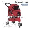 imageFDW Pet Stroller 3Wheel Durable Foldable Cat Dog Stroller with Washable Liner Storage Basket Cup HolderPurpleRed