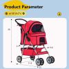 imageFDW Pet Stroller 3Wheel Durable Foldable Cat Dog Stroller with Washable Liner Storage Basket Cup HolderPurpleRed