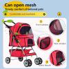 imageFDW Pet Stroller 3Wheel Durable Foldable Cat Dog Stroller with Washable Liner Storage Basket Cup HolderPurpleRed