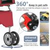 imageFDW Pet Stroller 3Wheel Durable Foldable Cat Dog Stroller with Washable Liner Storage Basket Cup HolderPurpleRed