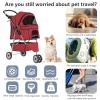 imageFDW Pet Stroller 3Wheel Durable Foldable Cat Dog Stroller with Washable Liner Storage Basket Cup HolderPurpleRed