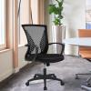 imageHome Office Chair Mid Back PC Swivel Lumbar Support Adjustable Desk Task Computer Ergonomic Comfortable Mesh Chair with Armrest BlackBlack