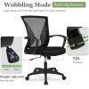imageHome Office Chair Mid Back PC Swivel Lumbar Support Adjustable Desk Task Computer Ergonomic Comfortable Mesh Chair with Armrest BlackDark Black