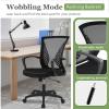 imageHome Office Chair Mid Back PC Swivel Lumbar Support Adjustable Desk Task Computer Ergonomic Comfortable Mesh Chair with Armrest BlackDark Black