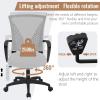 imageHome Office Chair Mid Back PC Swivel Lumbar Support Adjustable Desk Task Computer Ergonomic Comfortable Mesh Chair with Armrest BlackGrey