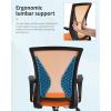 imageHome Office Chair Mid Back PC Swivel Lumbar Support Adjustable Desk Task Computer Ergonomic Comfortable Mesh Chair with Armrest BlackOrange