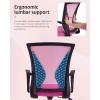 imageHome Office Chair Mid Back PC Swivel Lumbar Support Adjustable Desk Task Computer Ergonomic Comfortable Mesh Chair with Armrest BlackPink