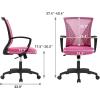 imageHome Office Chair Mid Back PC Swivel Lumbar Support Adjustable Desk Task Computer Ergonomic Comfortable Mesh Chair with Armrest BlackPink
