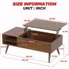 imageModern Lift Top Coffee Table Wooden Small Coffee Table Easy Setup Coffee Table with Storage Shelf Hidden Compartment for Living Room Home Office BrownBrown