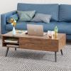 imageModern Lift Top Coffee Table Wooden Small Coffee Table Easy Setup Coffee Table with Storage Shelf Hidden Compartment for Living Room Home Office BrownBrown
