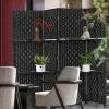 imageRoom Divider 6 Panel Room Screen Divider Wooden Screen Folding Portable partition Screen Wood with Removable Storage Shelves ColourBlackBlack