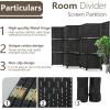 imageRoom Divider 6 Panel Room Screen Divider Wooden Screen Folding Portable partition Screen Wood with Removable Storage Shelves ColourBlackBlack