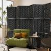 imageRoom Divider 6 Panel Room Screen Divider Wooden Screen Folding Portable partition Screen Wood with Removable Storage Shelves ColourBlackBlack