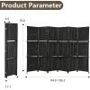 imageRoom Divider 6 Panel Room Screen Divider Wooden Screen Folding Portable partition Screen Wood with Removable Storage Shelves ColourBlackBlack