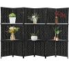 imageRoom Divider 6 Panel Room Screen Divider Wooden Screen Folding Portable partition Screen Wood with Removable Storage Shelves ColourBlackBlack
