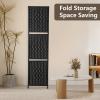 imageRoom Divider 6 Panel Room Screen Divider Wooden Screen Folding Portable partition Screen Wood with Removable Storage Shelves ColourBlackBlack