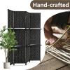 imageRoom Divider 6 Panel Room Screen Divider Wooden Screen Folding Portable partition Screen Wood with Removable Storage Shelves ColourBlackBlack