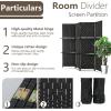 imageRoom Divider 6 Panel Room Screen Divider Wooden Screen Folding Portable partition Screen Wood with Removable Storage Shelves ColourBlackBlack