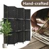 imageRoom Divider 6 Panel Room Screen Divider Wooden Screen Folding Portable partition Screen Wood with Removable Storage Shelves ColourBlackBlack
