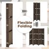 imageRoom Divider 6 Panel Room Screen Divider Wooden Screen Folding Portable partition Screen Wood with Removable Storage Shelves ColourBlackBrown
