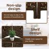 imageRoom Divider 6 Panel Room Screen Divider Wooden Screen Folding Portable partition Screen Wood with Removable Storage Shelves ColourBlackBrown