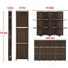 imageRoom Divider 6 Panel Room Screen Divider Wooden Screen Folding Portable partition Screen Wood with Removable Storage Shelves ColourBlackBrown