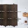 imageRoom Divider 6 Panel Room Screen Divider Wooden Screen Folding Portable partition Screen Wood with Removable Storage Shelves ColourBlackBrown