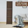 imageRoom Divider 6 Panel Room Screen Divider Wooden Screen Folding Portable partition Screen Wood with Removable Storage Shelves ColourBlackBrown