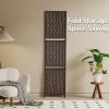imageRoom Divider 6 Panel Room Screen Divider Wooden Screen Folding Portable partition Screen Wood with Removable Storage Shelves ColourBlackDark Brown