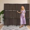 imageRoom Divider 6 Panel Room Screen Divider Wooden Screen Folding Portable partition Screen Wood with Removable Storage Shelves ColourBlackDark Brown