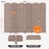 imageRoom Divider 6 Panel Screen 56 Ft Tall Partition Room Dividers Beige Privacy Screens Folding Room Separation Free Standing Waterproof Wood Frame Wall DividerBeige