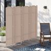 imageRoom Divider 6 Panel Screen 56 Ft Tall Partition Room Dividers Beige Privacy Screens Folding Room Separation Free Standing Waterproof Wood Frame Wall DividerBeige