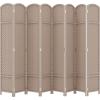 imageRoom Divider 6 Panel Screen 56 Ft Tall Partition Room Dividers Beige Privacy Screens Folding Room Separation Free Standing Waterproof Wood Frame Wall DividerBeige