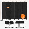imageRoom Divider 6 Panel Screen 56 Ft Tall Partition Room Dividers Beige Privacy Screens Folding Room Separation Free Standing Waterproof Wood Frame Wall DividerBlack