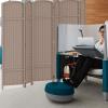 imageRoom Divider 6 Panel Screen 56 Ft Tall Partition Room Dividers Beige Privacy Screens Folding Room Separation Free Standing Waterproof Wood Frame Wall DividerBeige