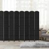 imageRoom Divider 8 Panel Screen 56 Ft Tall Partition Room Dividers Black Privacy Screens Folding Room Separation Free Standing Waterproof Wood Frame Wall DividerBlack