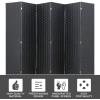 imageRoom Divider Wood Screen 6 Panel Folding Portable Partition Screens Wooden Mesh Woven Design Room Screen Divider for Home Office BlackBlack
