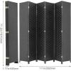imageRoom Divider Wood Screen 6 Panel Folding Portable Partition Screens Wooden Mesh Woven Design Room Screen Divider for Home Office BlackBlack