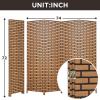 imageRoom Divider Wood Screen 6 Panel Folding Portable Partition Screens Wooden Mesh Woven Design Room Screen Divider for Home Office BlackBrick
