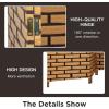 imageRoom Divider Wood Screen 6 Panel Folding Portable Partition Screens Wooden Mesh Woven Design Room Screen Divider for Home Office BlackBrick