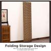 imageRoom Divider Wood Screen 6 Panel Folding Portable Partition Screens Wooden Mesh Woven Design Room Screen Divider for Home Office BlackBrick