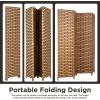 imageRoom Divider Wood Screen 6 Panel Folding Portable Partition Screens Wooden Mesh Woven Design Room Screen Divider for Home Office BlackBrick