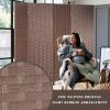imageRoom Divider Wood Screen 6 Panel Folding Portable Partition Screens Wooden Mesh Woven Design Room Screen Divider for Home Office BlackBrown
