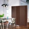 imageRoom Divider Wood Screen 6 Panel Folding Portable Partition Screens Wooden Mesh Woven Design Room Screen Divider for Home Office BlackBrown