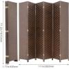 imageRoom Divider Wood Screen 6 Panel Folding Portable Partition Screens Wooden Mesh Woven Design Room Screen Divider for Home Office BlackBrown