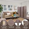 imageRoom Divider Wood Screen 6 Panel Folding Portable Partition Screens Wooden Mesh Woven Design Room Screen Divider for Home Office BlackBrown