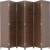 imageRoom Divider Wood Screen 6 Panel Folding Portable Partition Screens Wooden Mesh Woven Design Room Screen Divider for Home Office BlackBrown