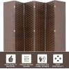imageRoom Divider Wood Screen 6 Panel Folding Portable Partition Screens Wooden Mesh Woven Design Room Screen Divider for Home Office BlackBrown