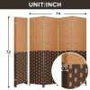 imageRoom Divider Wood Screen 6 Panel Folding Portable Partition Screens Wooden Mesh Woven Design Room Screen Divider for Home Office BlackCm
